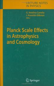 Front cover of Planck scale effects in astrophysics and cosmology by Giovanni Amelino-Camelia