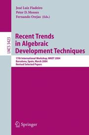 Cover of Recent trends in algebraic development techniques by WADT 2004 (2004 Barcelona, Spain)