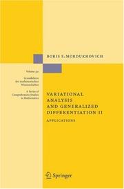 Front cover of Variational Analysis and Generalized Differentiation II by Boris S. Mordukhovich