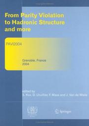 Front cover of From Parity Violation to Hadronic Structure and more by Serge Kox