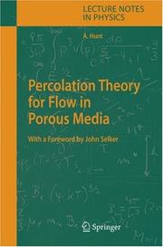 Front cover of Percolation Theory for Flow in Porous Media by Allen Hunt