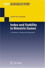 Front cover of Index and Stability in Bimatrix Games by H. Arndt von Schemde