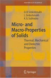 Front cover of Micro- and macro-properties of solids by D. B. Sirdeshmukh