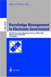 Front cover of Knowledge Management in Electronic Government by Maria A. Wimmer