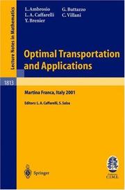 Front cover of Optimal transportation and applications by Luigi Ambrosio