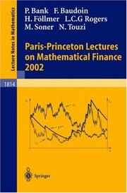 Front cover of Paris-Princeton Lectures on Mathematical Finance 2002 by Peter Bank
