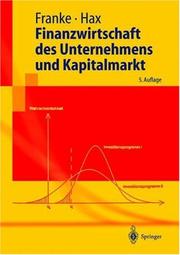 Cover of Finanzwirtschaft des Unternehmens und Kapitalmarkt (Springer-Lehrbuch) by Günter Franke