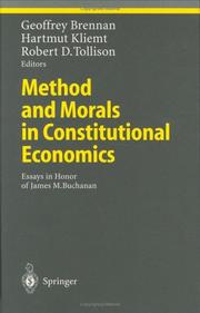 Front cover of Method and morals in constitutional economics by James M. Buchanan