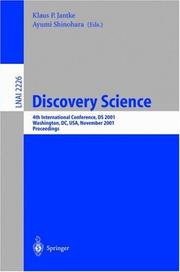 Front cover of Discovery science by International Conference on Discovery Science (4th 2001 Washington, D.C.)