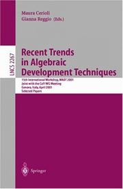 Front cover of Recent trends in algebraic development techniques by WADT 2001 (2001 Genoa, Italy)