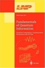 Front cover of Fundamentals of Quantum Information by Dieter Heiss