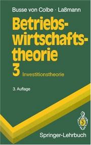 Front cover of Betriebswirtschaftstheorie 3: Band 3 by Walther Busse von Colbe