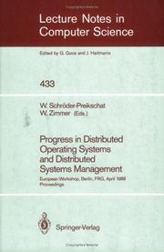 Cover of Progress in distributed operating systems and distributed systems management by Wolfgang Schröder-Preikschat
