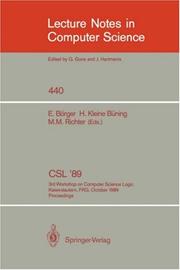 Cover of CSL '89 by Workshop on Computer Science Logic (3rd 1989 Kaiserslautern, Germany)