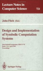 Front cover of Design and implementation of symbolic computation systems by International Symposium DISCO '92 (1992 Bath, England)