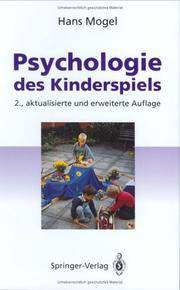 Front cover of Psychologie des Kinderspiels by Hans Mogel