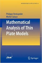 Front cover of Mathematical analysis of thin plate models by P. Destuynder