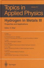 Front cover of Hydrogen in metals III by H. Wipf