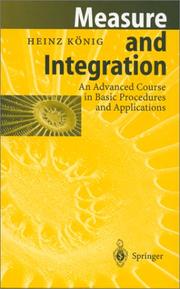 Cover of Measure and integration by König, Heinz