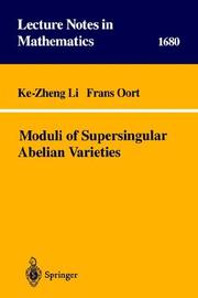 Front cover of Moduli of supersingular abelian varieties by Ke-Zheng Li