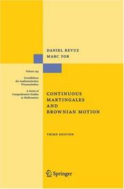 Cover of Continuous martingales and Brownian motion by D. Revuz
