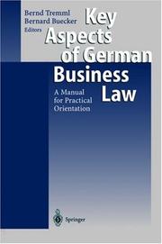 Front cover of Key aspects of German business law by Bernd Tremml