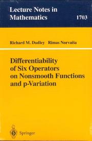 Front cover of Differentiability of six operators on nonsmooth functions and p-variation by R. M. Dudley