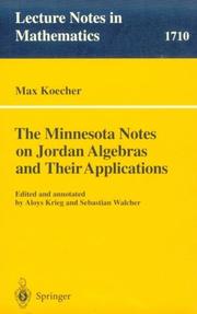 Front cover of The Minnesota Notes on Jordan Algebras and Their Applications by Max Koecher