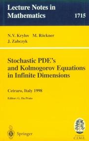 Front cover of Stochastic PDE's and Kolmogorov equations in infinite dimensions by N. V. Krylov