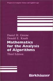 Front cover of Mathematics for the analysis of algorithms by Daniel H. Greene