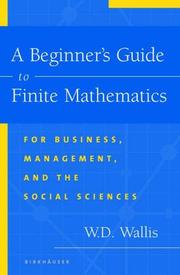 Front cover of A Beginner's Guide to Finite Mathematics by W. D. Wallis