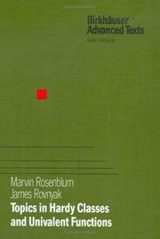 Front cover of Topics in Hardy classes and univalent functions by Marvin Rosenblum