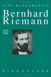 Cover of Bernhard Riemann, 1826-1866 by Detlef Laugwitz