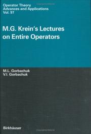 Front cover of M.G. Krein's lectures on entire operators by M. L. Gorbachuk