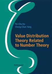 Cover of Value distribution theory related to number theory by Pei-Chu Hu