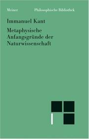 Front cover of Metaphysische Anfangsgründe der Naturwissenschaft by Immanuel Kant