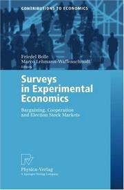 Front cover of Surveys in experimental economics by Friedel Bolle