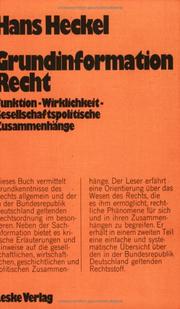 Cover of Grundinformation Recht by Hans Heckel