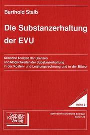 Cover of Die Substanzerhaltung der EVU by Barthold Staib