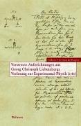 Front cover of Verstreute Aufzeichnungen aus Georg Christoph Lichtenbergs Vorlesungen über die Experimental-Physik 1781 by Gideon Herman De Rogier