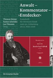 Cover of Anwalt - Kommentator - 'Entdecker' by Staub, Hermann