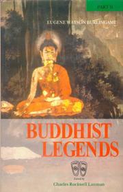 Front cover of Buddhist Legends, Part I, II and III by Eugene Watson Burlingame