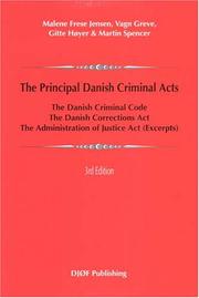 Front cover of The principal Danish criminal acts by Denmark.
