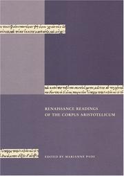 Front cover of Renaissance Reading of the Corpus Aristotelicum by Marianne Pade