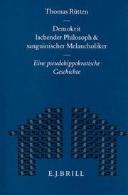 Front cover of Demokrit, lachender Philosoph und sanguinischer Melancholiker by Thomas Rütten
