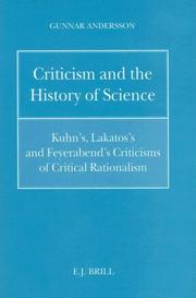 Front cover of Criticism and the history of science by Andersson, Gunnar