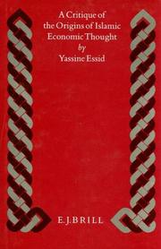 Front cover of A critique of the origins of Islamic economic thought by Yassine Essid