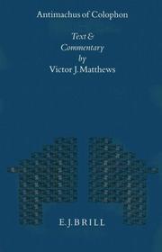 Front cover of Antimachus of Colophon by Antimachus of Colophon