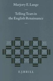Front cover of Telling tears in the English Renaissance by Marjory E. Lange