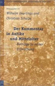 Front cover of Der Kommentar in Antike und Mittelalter by Wilhelm Geerlings